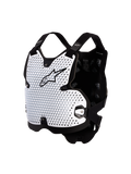 Peitoral Bionic Action da Alpinestars, peitoral de motocross, branco e preto, tecnologia A-Morph ventilada e certificado CE.