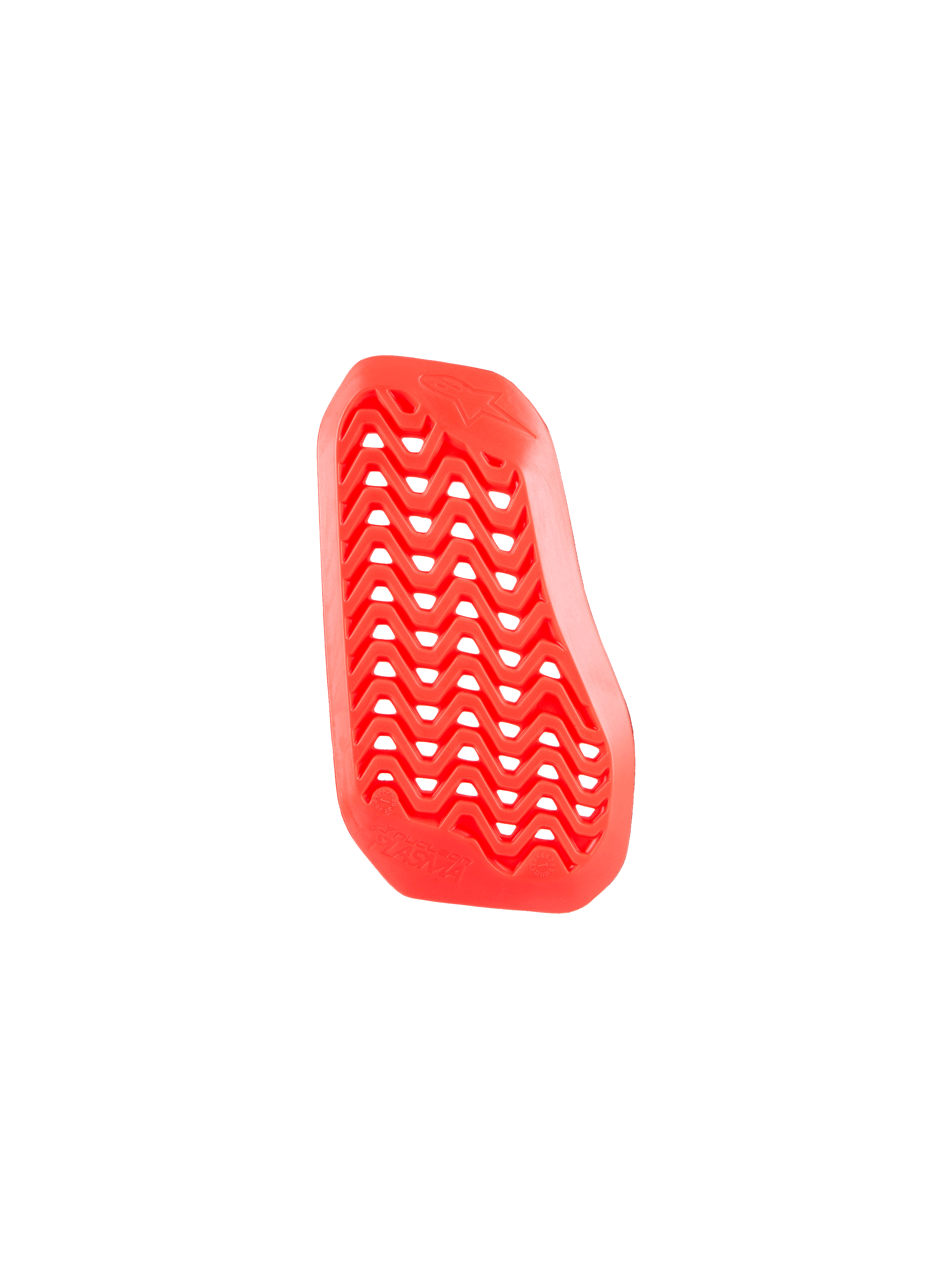 Encaixe de Protetor de Peito Dividido Alpinestars Nucleon Plasma, vermelho, peça do lado direito, com design perfurado em ziguezague para fluxo de ar, material de impacto de base biológica leve e flexível