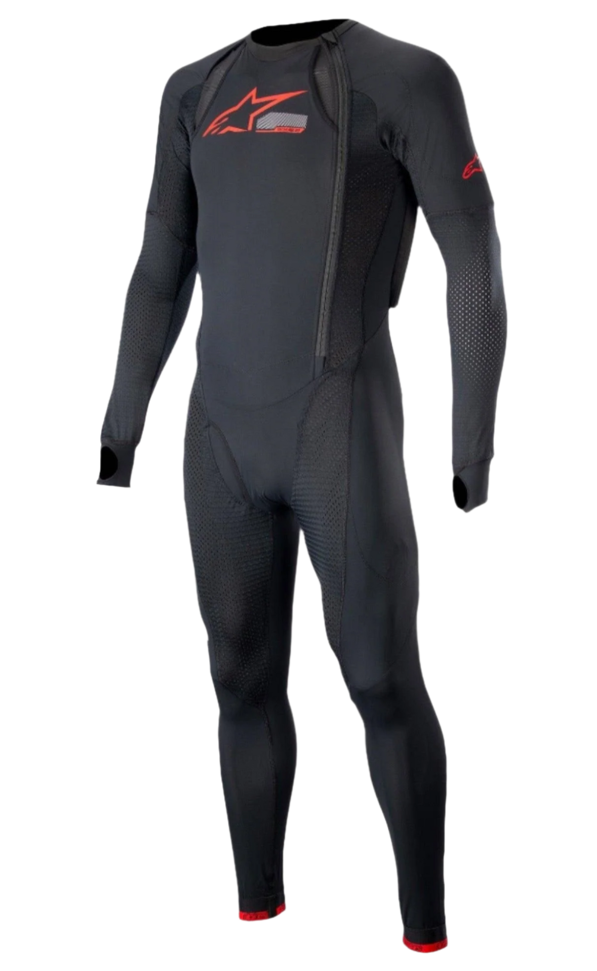Alpinestars Tech-Air 10 Race System Camada Técnica Longa, macacão de corrida para homem, preto e vermelho vivo, respirável.
