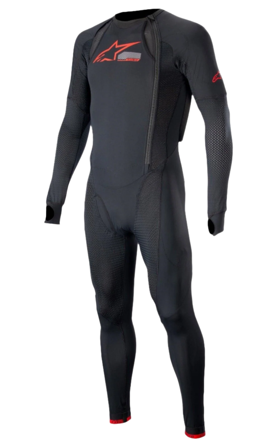 Alpinestars Tech-Air 10 Race System Camada Técnica Longa, macacão de corrida para homem, preto e vermelho vivo, respirável.
