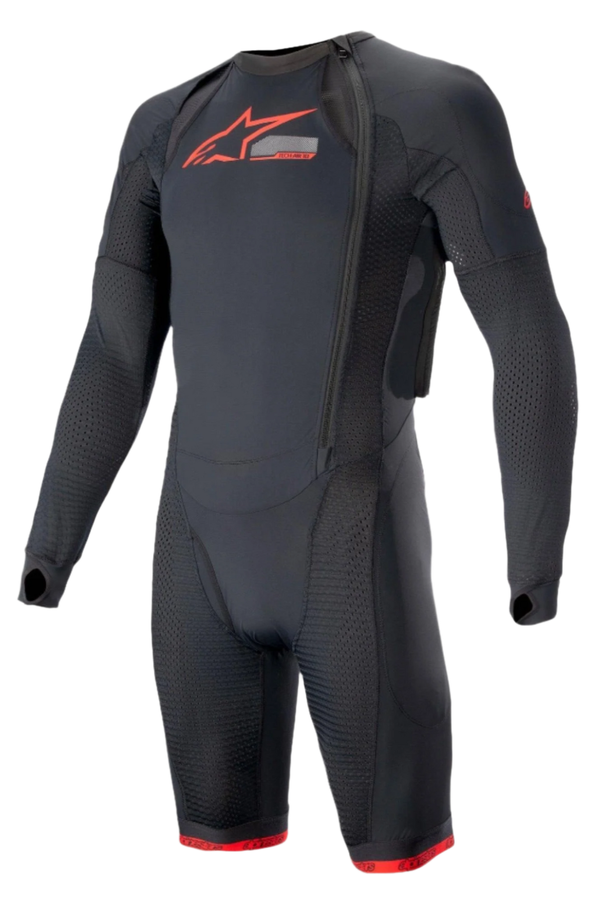 Alpinestars camada técnica do sistema Tech-Air, macacão interior de motociclismo para corrida masculino, preto e vermelho vivo, com malha respirável.