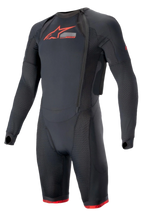Alpinestars Tech-Air System Tech Layer, Men's Black and Bright Red motorcycle racing undersuit with compression fit and mesh.