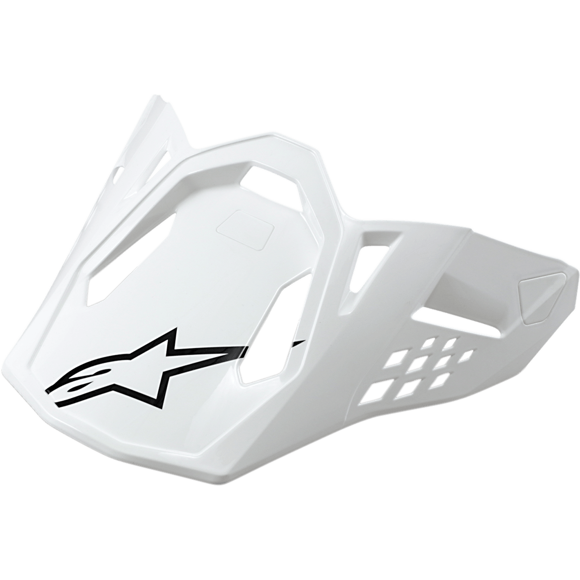 Alpinestars Supertech M10/M8 Visor, viseira para capacete de motociclo, branco brilhante com logótipo de estrela preto, design angular com aberturas de ventilação, construção aerodinâmica