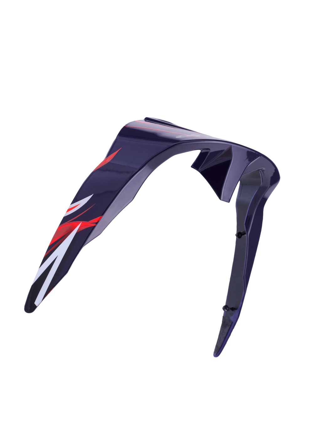 Alpinestars Supertech R10 Flyte Standard Spoiler, acessório para capacete, roxo e vermelho brilhante, design aerodinâmico curvo com grafismos a vermelho e branco, acabamento brilhante, peça de substituição oficial