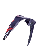 Alpinestars Supertech R10 Flyte Standard Spoiler, acessório para capacete, roxo e vermelho brilhante, design aerodinâmico curvo com grafismos a vermelho e branco, acabamento brilhante, peça de substituição oficial