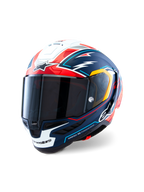 Alpinestars Capacete Supertech R10 Acosta Edição Limitada, capacete de corrida, azul, vermelho e branco, construção em carbono e viseira de Classe Óptica 1, certificado ECE e FIM