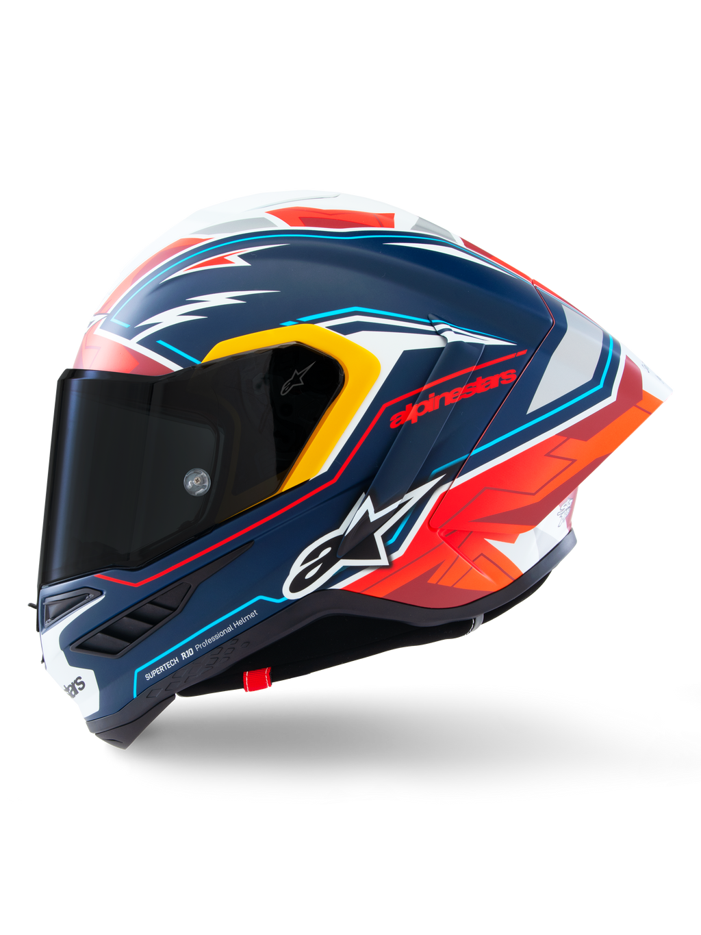 Capacete Alpinestars Supertech R10 Acosta Edição Limitada, capacete de corrida para moto, azul, vermelho e branco, construção em carbono, certificado ECE 22.06 e FIM