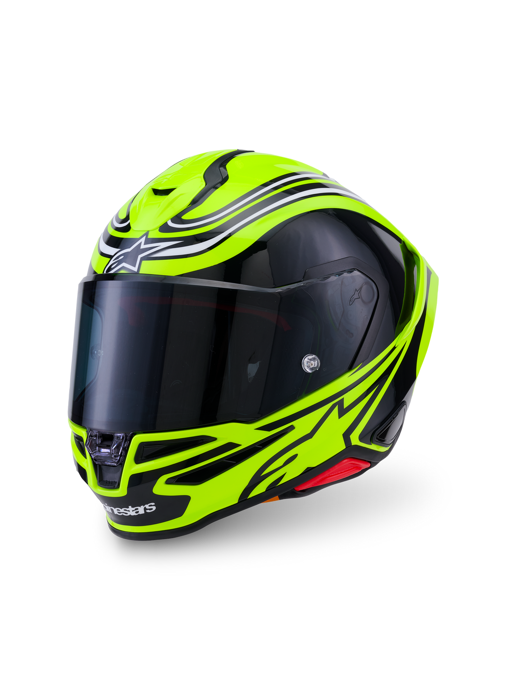 Capacete S-R7 Zeal Alpinestars, capacete de moto para corrida, certificado ECE 22.06, amarelo fluo, preto e branco, construção em carbono com viseira transparente