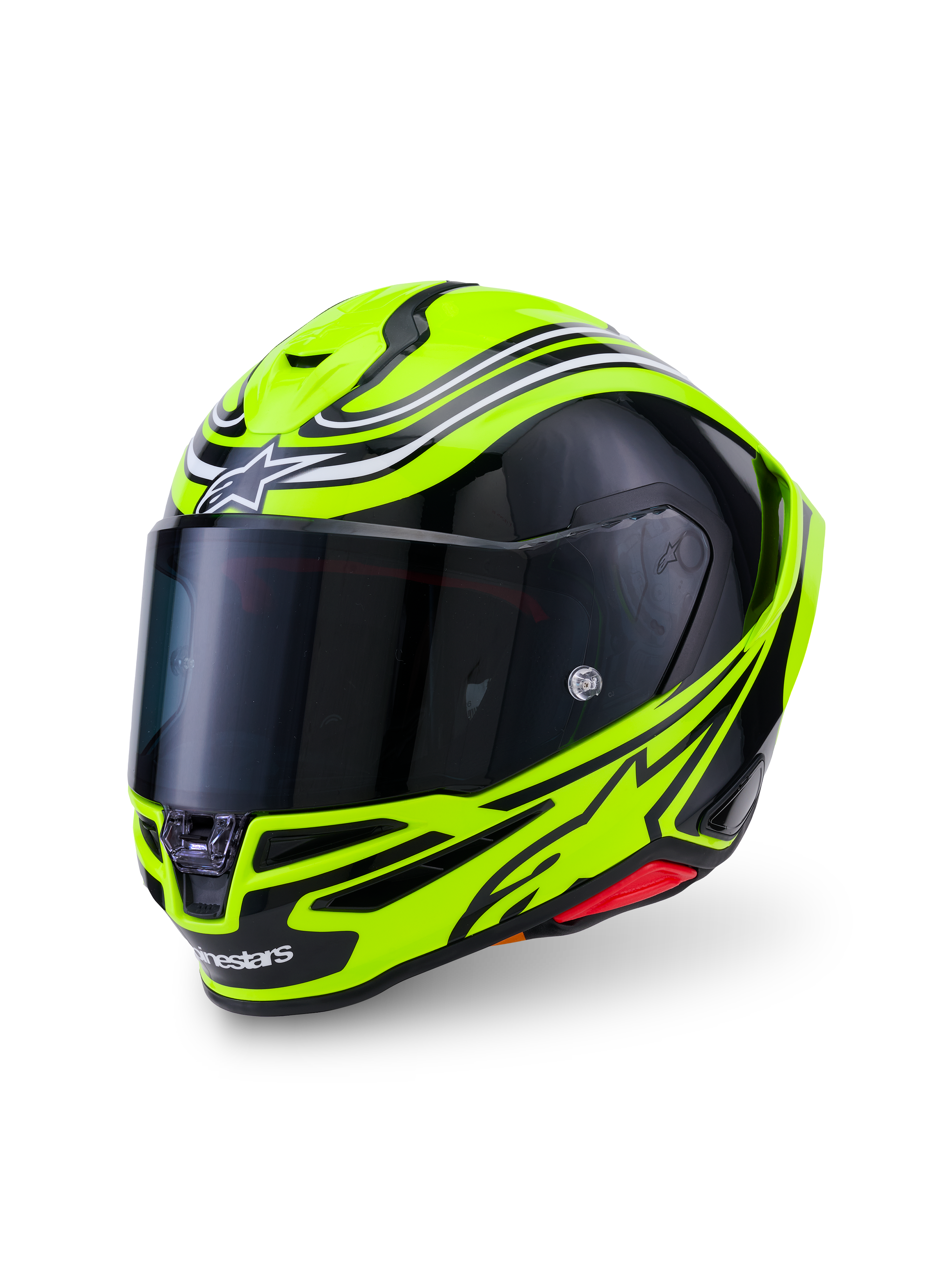 Capacete S-R7 Zeal Alpinestars, capacete de moto para corrida, certificado ECE 22.06, amarelo fluo, preto e branco, construção em carbono com viseira transparente