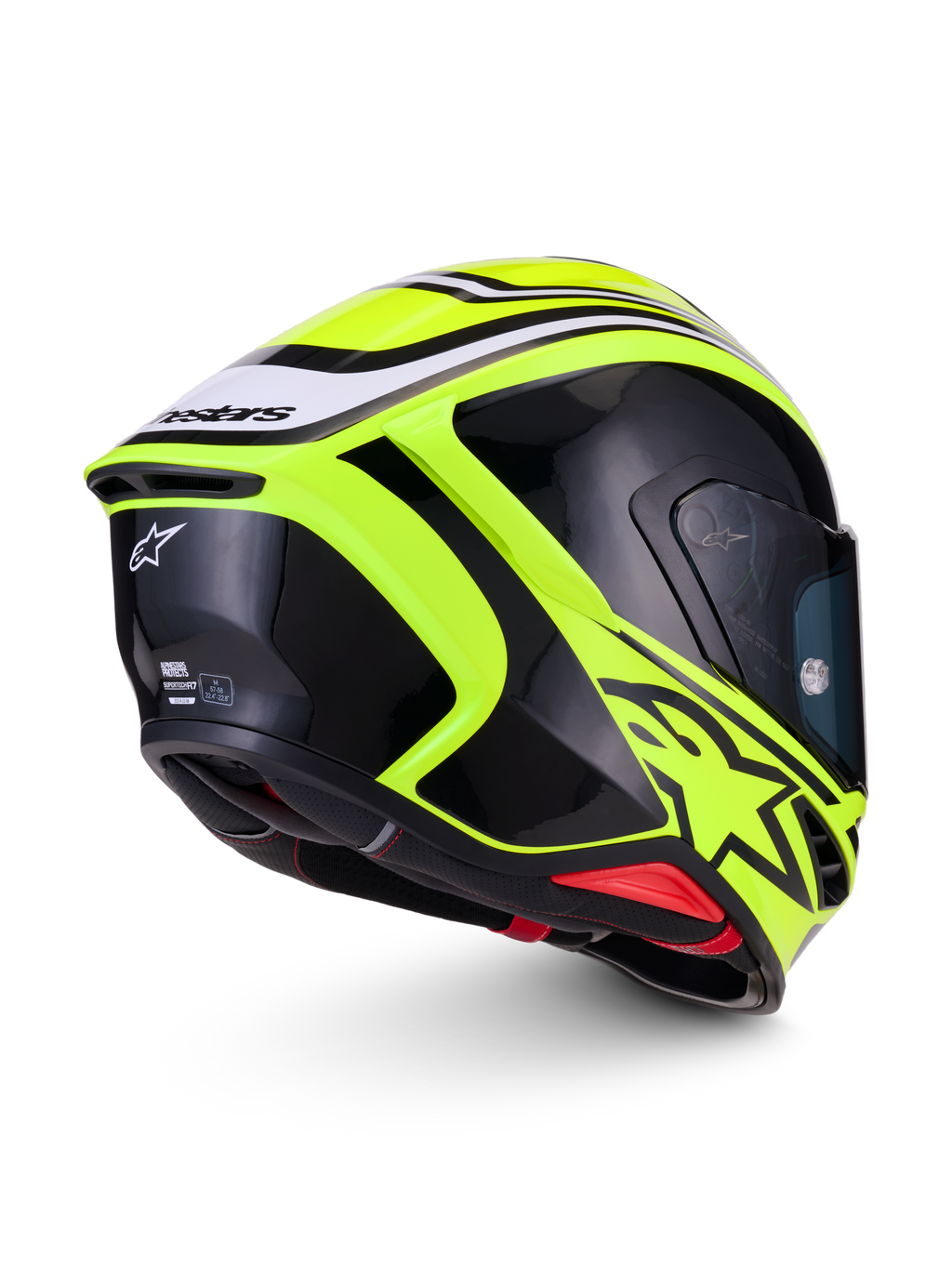 Alpinestars S-R7 Zeal Capacete ECE06, capacete de moto integral para corrida, amarelo fluo, preto e branco, certificado ECE com spoiler aerodinâmico