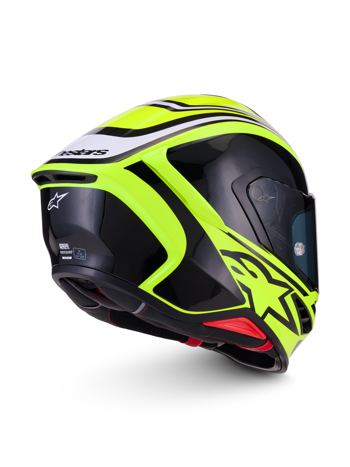 Alpinestars S-R7 Zeal Capacete ECE06, capacete de moto integral para corrida, amarelo fluo, preto e branco, certificado ECE com spoiler aerodinâmico