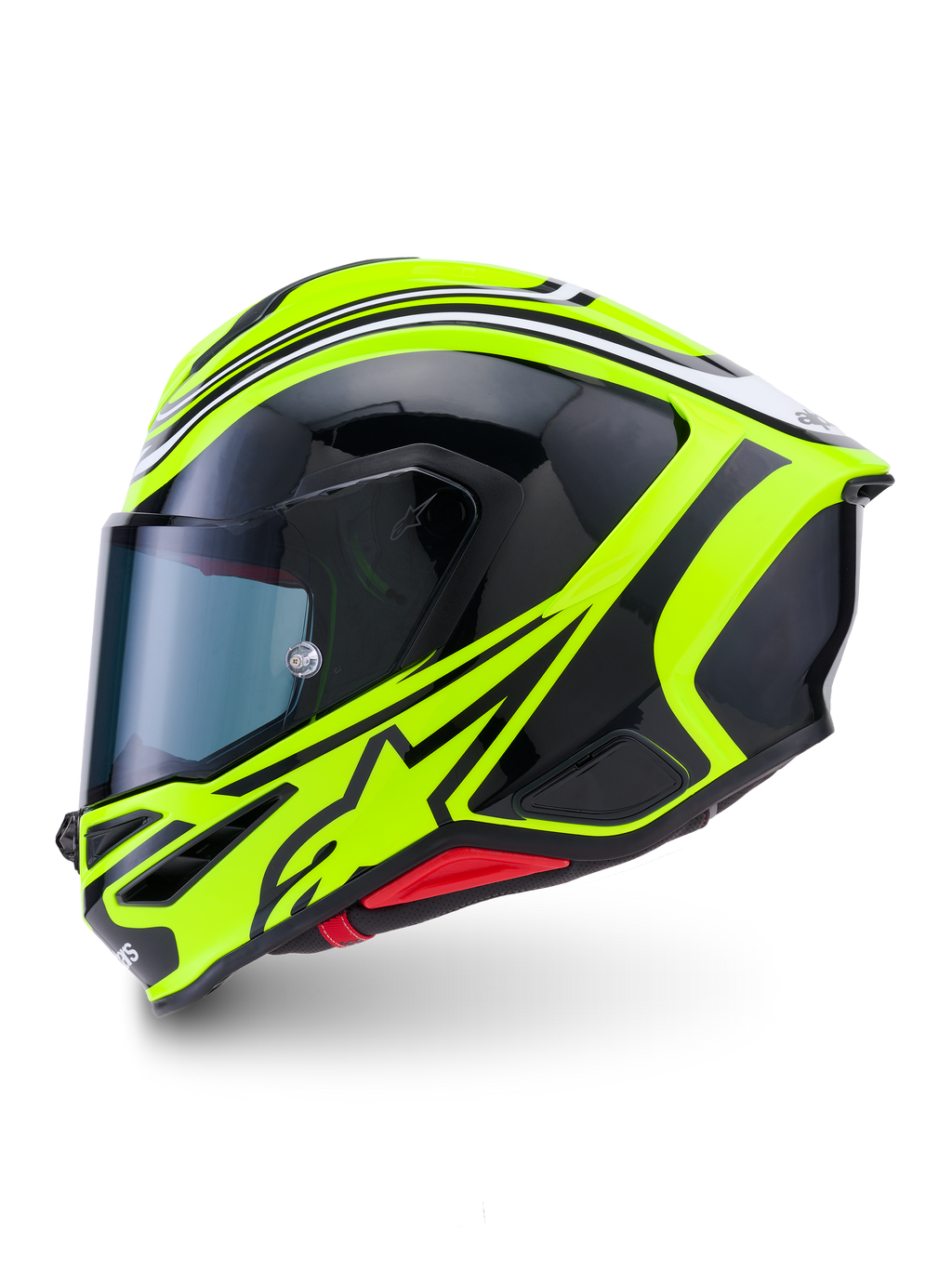 Alpinestars S-R7 Zeal, capacete integral de moto road, amarelo fluo, preto e branco com acabamento brilhante, construção em compósito de carbono, certificado ECE 22.06