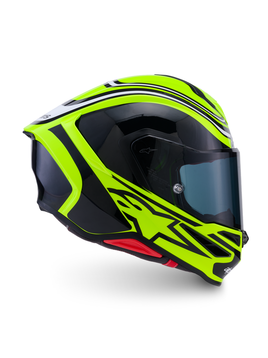Alpinestars S-R7 Zeal, capacete integral de moto racing ECE 22.06, amarelo flúor, preto e branco, construção em carbono