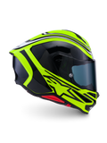 Alpinestars S-R7 Zeal, capacete integral de moto racing ECE 22.06, amarelo flúor, preto e branco, construção em carbono