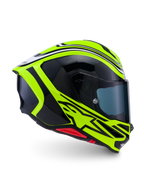 Alpinestars S-R7 Zeal, capacete integral de moto racing ECE 22.06, amarelo flúor, preto e branco, construção em carbono