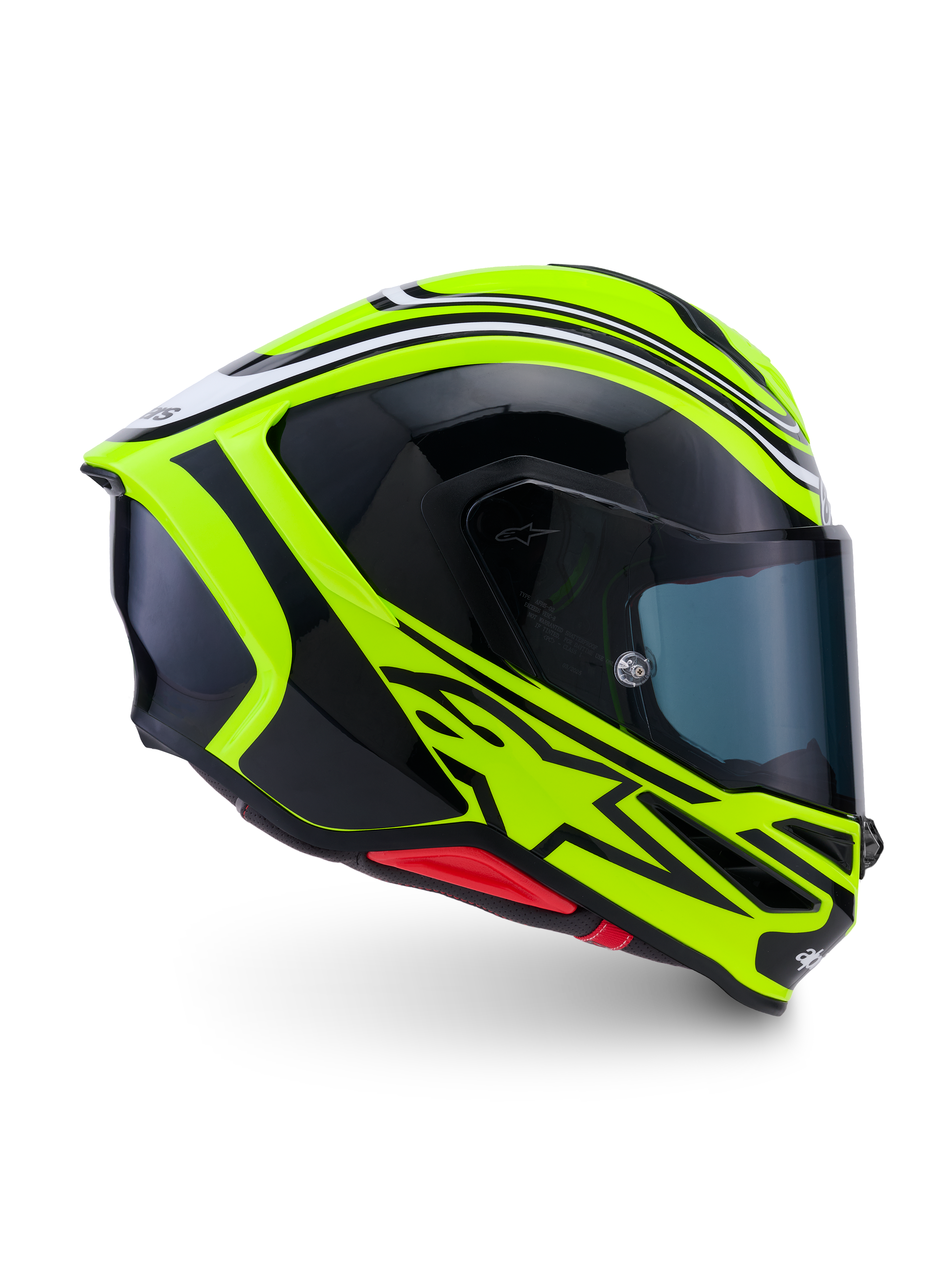Alpinestars S-R7 Zeal, capacete integral de moto racing ECE 22.06, amarelo flúor, preto e branco, construção em carbono