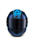 Alpinestars S-R7 Kinetis, capacete integral de corrida para moto, preto, azul e rosa fluo, construção em compósito de carbono, certificado ECE 22.06