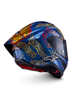 Alpinestars Supertech R10 Martinator Thai Helmet, Blue and Gold Full Face Racing Helmet, Carbon Shell, FIM and ECE Certified.