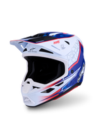 Alpinestars S-M7 Blaster ECE06, capacete de motocross branco, azul e vermelho brilhante, certificado ECE 22.06