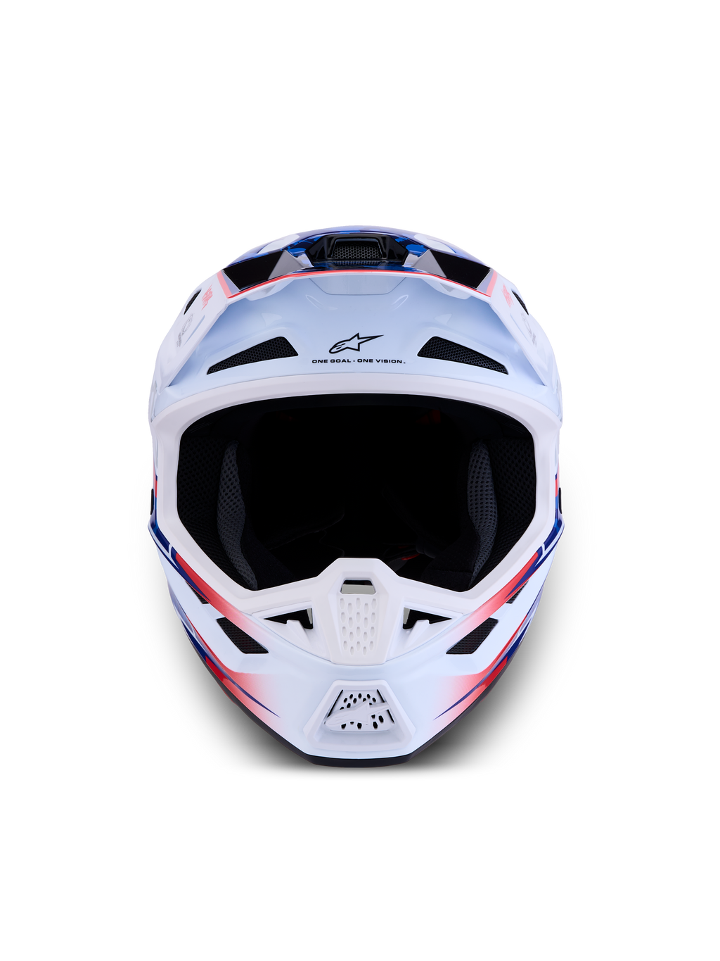 Alpinestars capacete S-M7 Blaster ECE06, motocross, branco, azul e vermelho, acabamento brilhante