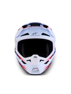 Alpinestars capacete S-M7 Blaster ECE06, motocross, branco, azul e vermelho, acabamento brilhante