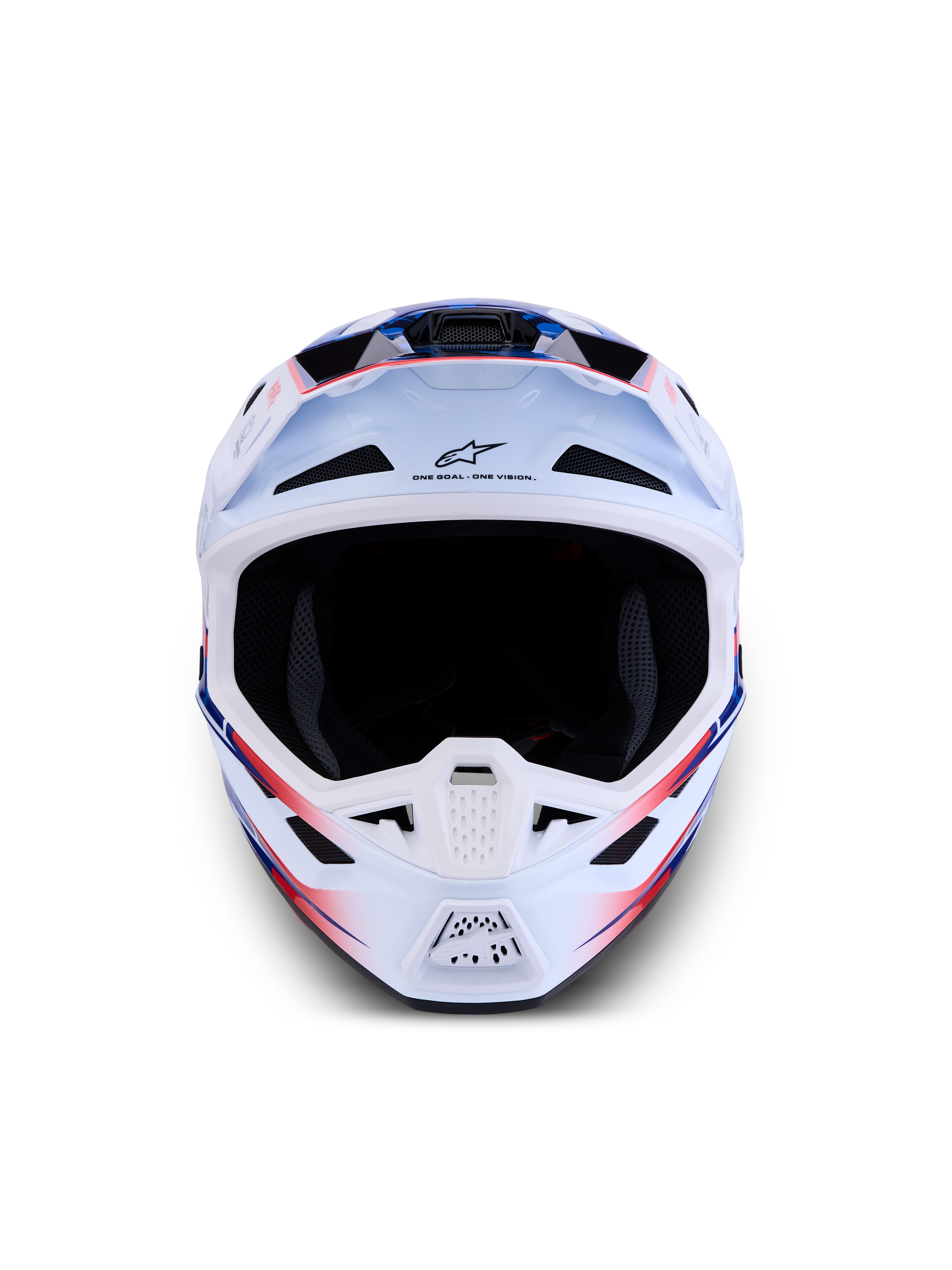Alpinestars capacete S-M7 Blaster ECE06, motocross, branco, azul e vermelho, acabamento brilhante