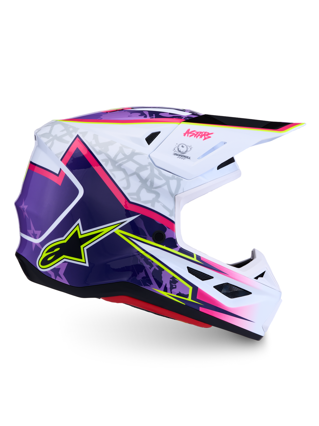 Alpinestars S-M7 Blaster ECE06, capacete de motocross roxo, rosa e branco, concha leve para off-road, certificado ECE