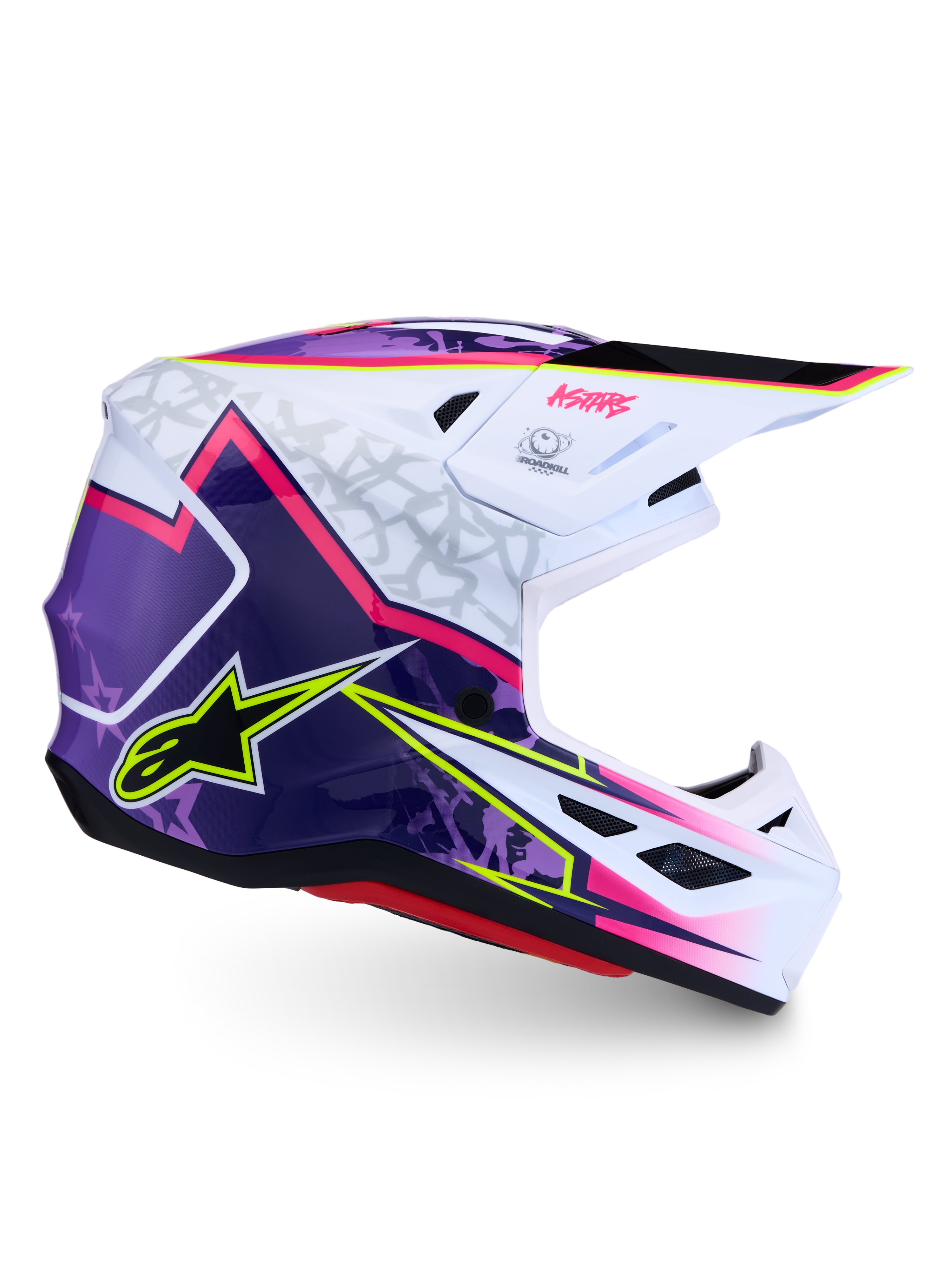 Alpinestars S-M7 Blaster ECE06, capacete de motocross roxo, rosa e branco, concha leve para off-road, certificado ECE
