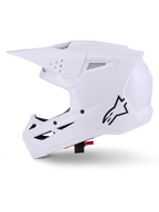 Alpinestars S-M3 Solid Helmet, Motocross Helmet, White Glossy, featuring a sleek aerodynamic design, integrated visor, and multiple ventilation ports for off-road racing