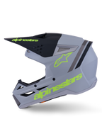 Alpinestars S-M3 Radium, capacete de motocross, verde, preto e amarelo néon mate, calota termo-injetada com viseira integrada e aberturas de ventilação de alto fluxo, concebido para a prática de MX e Enduro