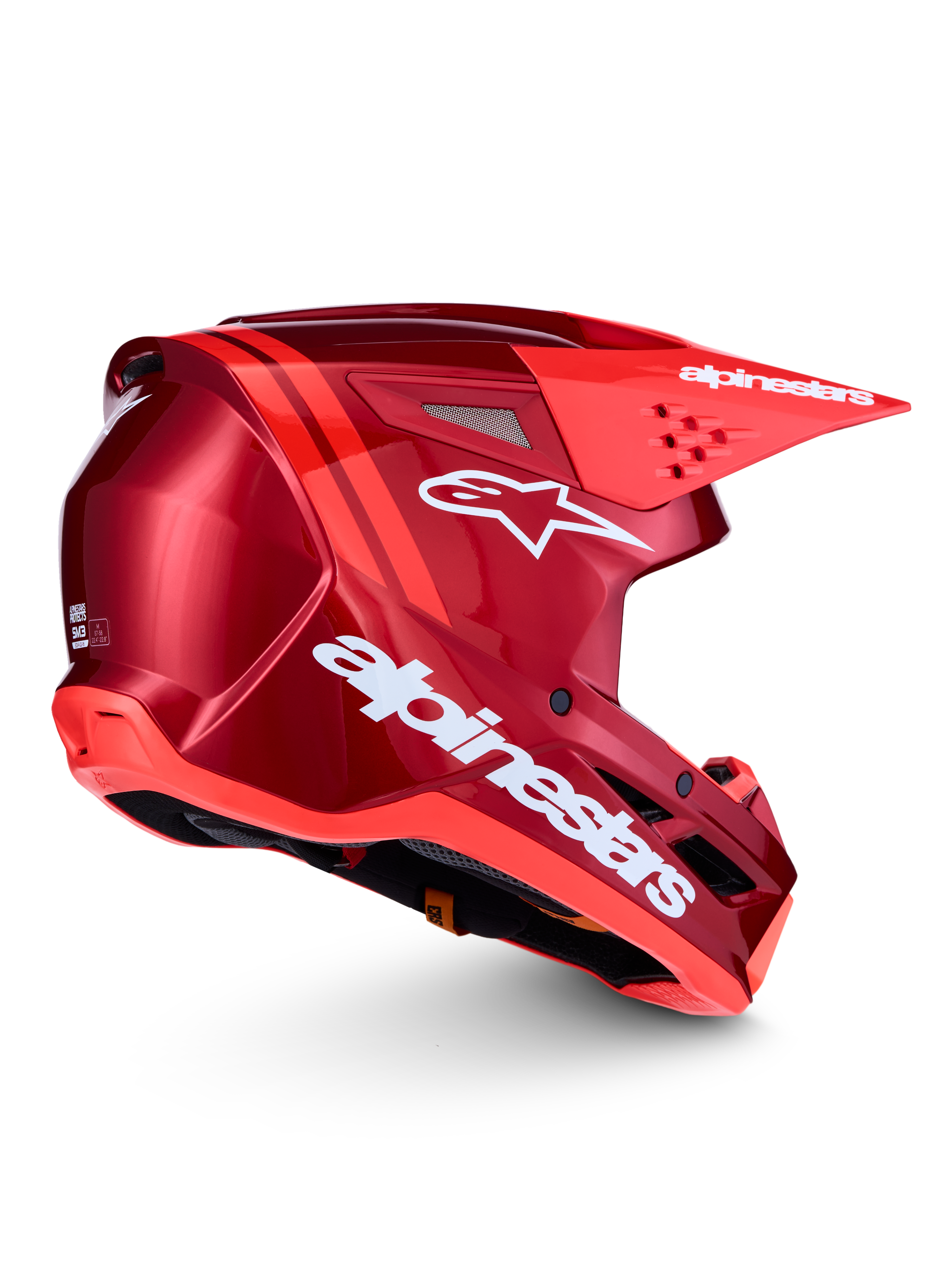 Alpinestars SM3 Radium ECE06, capacete de motocross, vermelho e branco, certificado ECE 22.06, calota termo-injetada