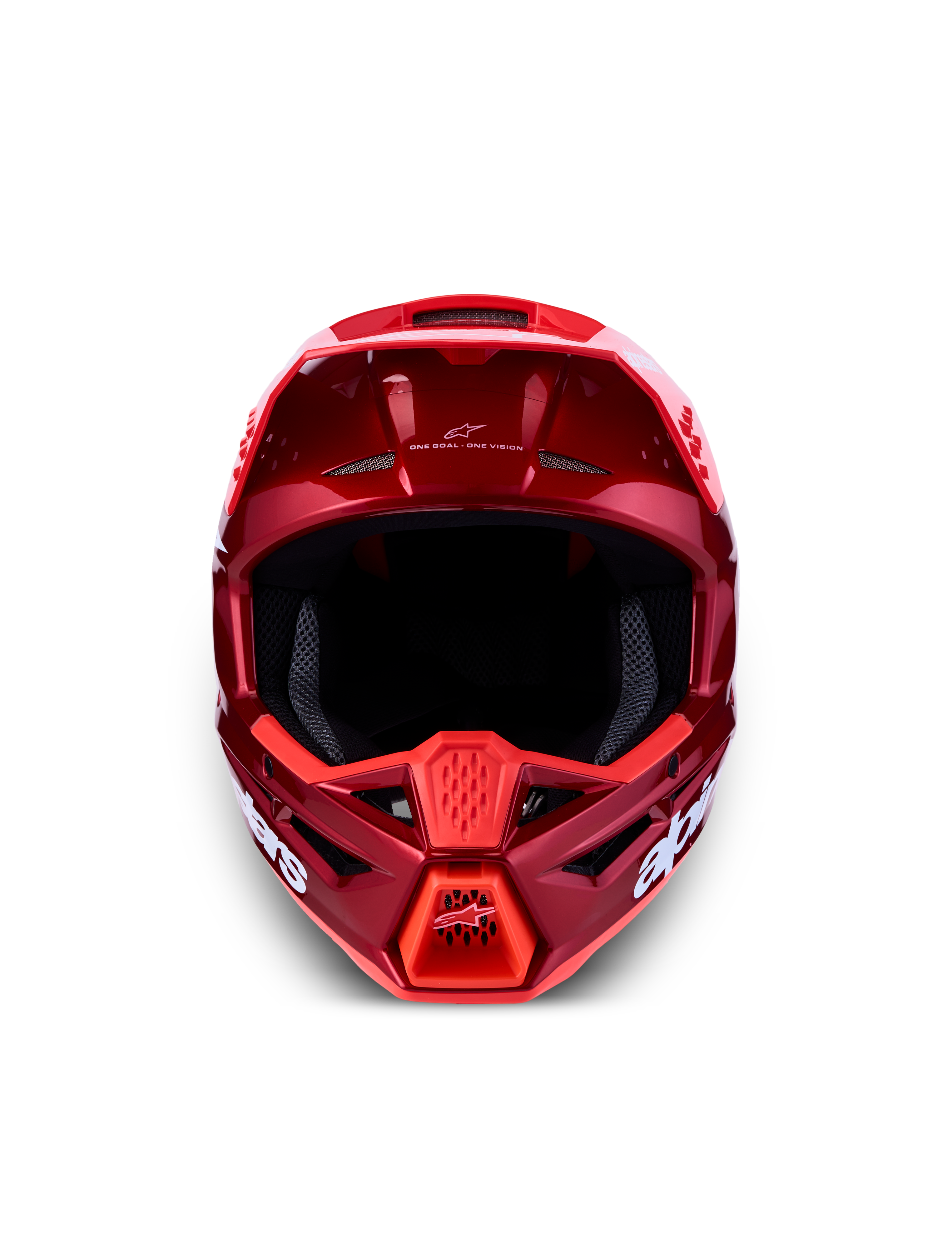 Alpinestars SM3 Radium, capacete de motocross vermelho e branco, certificado ECE 22.06, calota termo-injetada leve.