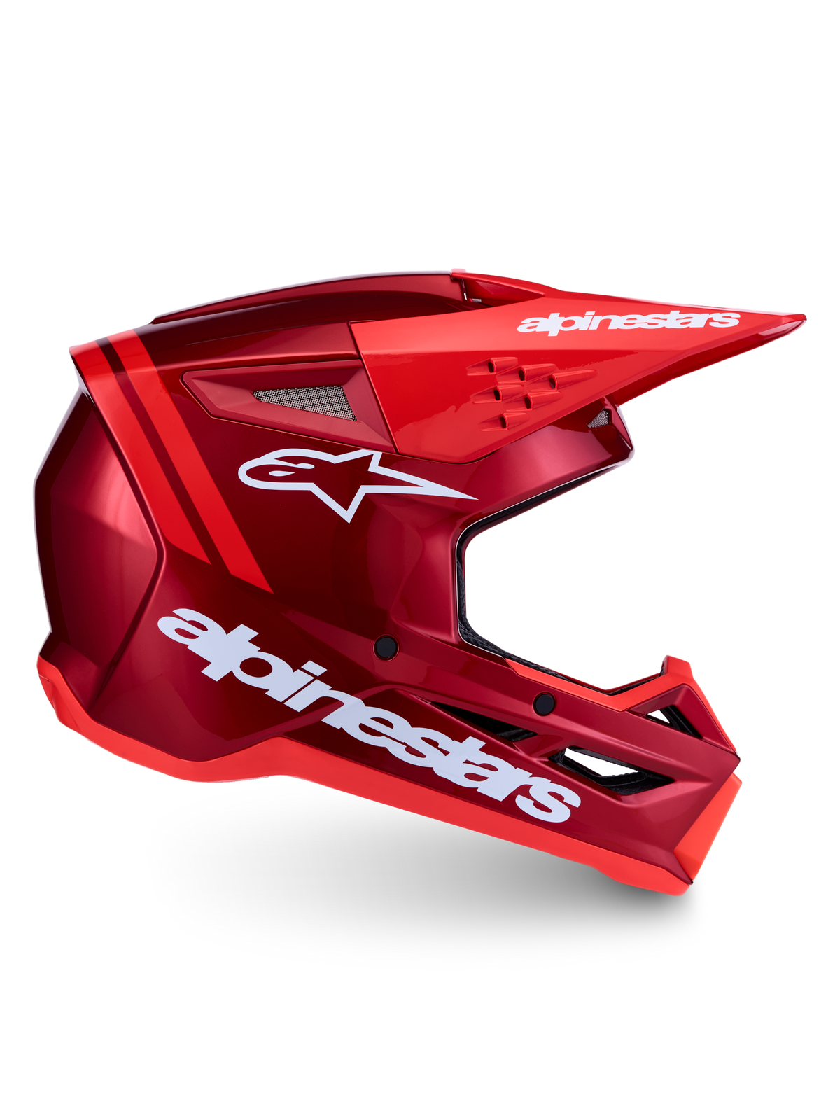 Capacete Alpinestars SM3 Radium ECE06, motocross vermelho e branco, ventilação avançada e proteção contra impactos