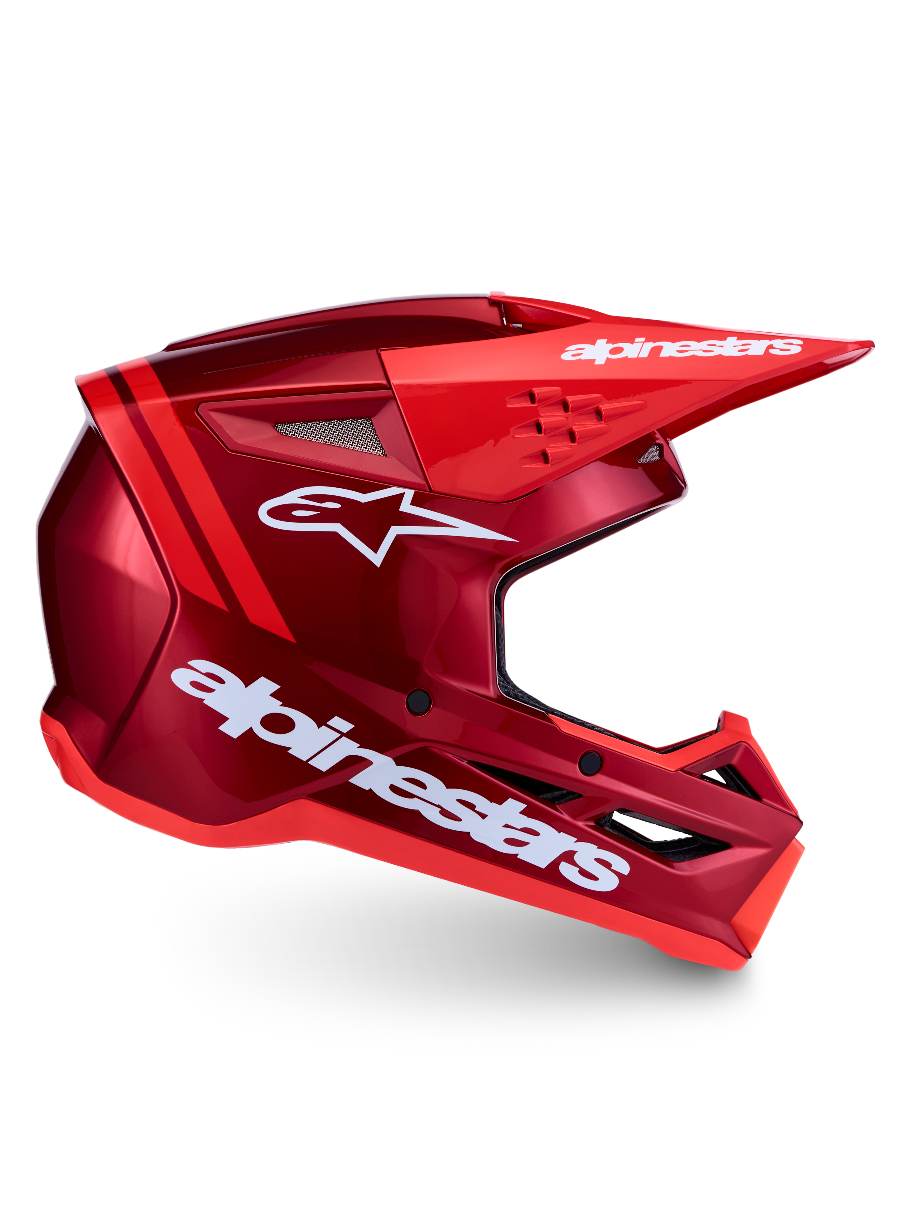 Capacete Alpinestars SM3 Radium ECE06, motocross vermelho e branco, ventilação avançada e proteção contra impactos