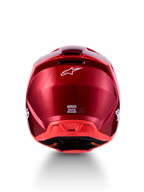 Capacete Alpinestars SM3 Radium ECE06, vista traseira em vermelho brilhante e fluo, com certificação ECE 22.06.