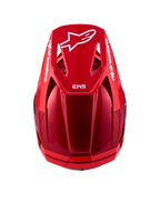 Alpinestars SM3 Radium ECE06, capacete de motocross para off-road, vermelho e branco, vista traseira superior, calota termo-injetada, certificado ECE 2206.