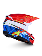 Alpinestars SM3 Falcon ECE06, capacete de motocross vermelho e azul com estrelas amarelas, certificação ECE 2206.