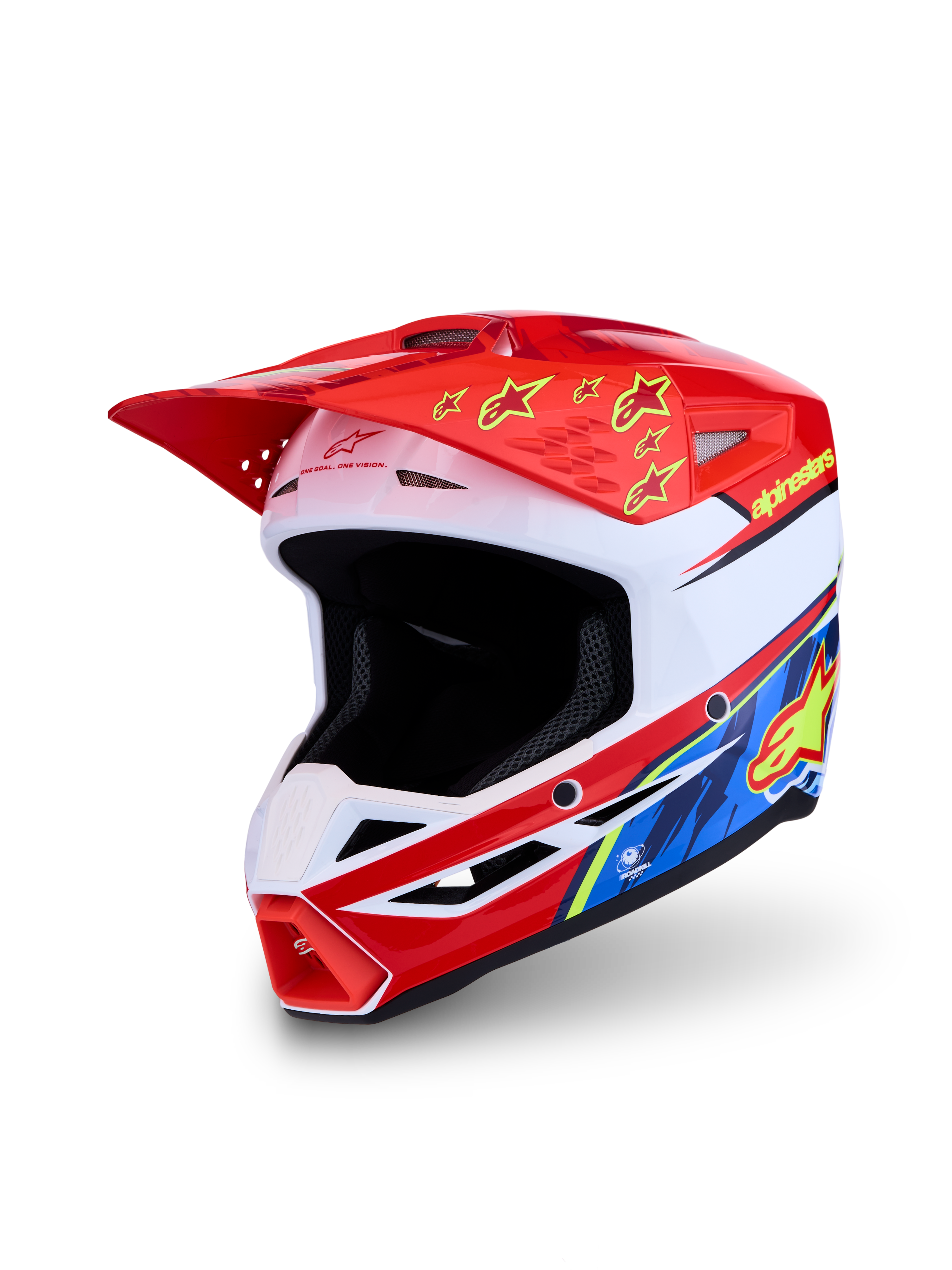 Alpinestars SM3 Falcon ECE06, capacete de motocross para todo-o-terreno, vermelho e branco, certificado ECE 2206, calota termo-injetada leve