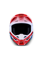 Alpinestars SM3 Falcon ECE06, capacete de motocross e todo-o-terreno, vermelho e branco, vista frontal, calota termo-injetada, certificado ECE 22.06