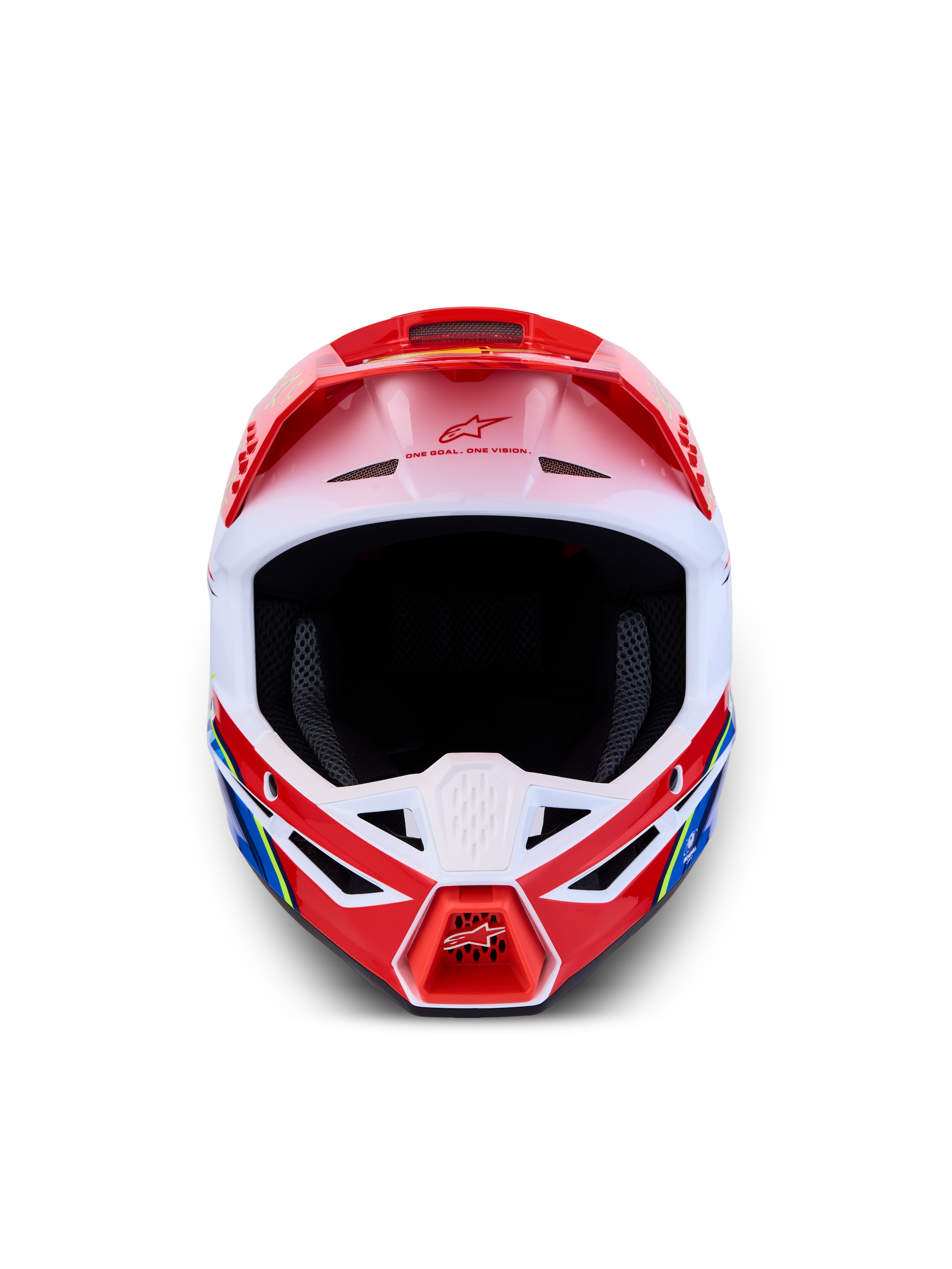 Alpinestars SM3 Falcon ECE06, capacete de motocross e todo-o-terreno, vermelho e branco, vista frontal, calota termo-injetada, certificado ECE 22.06