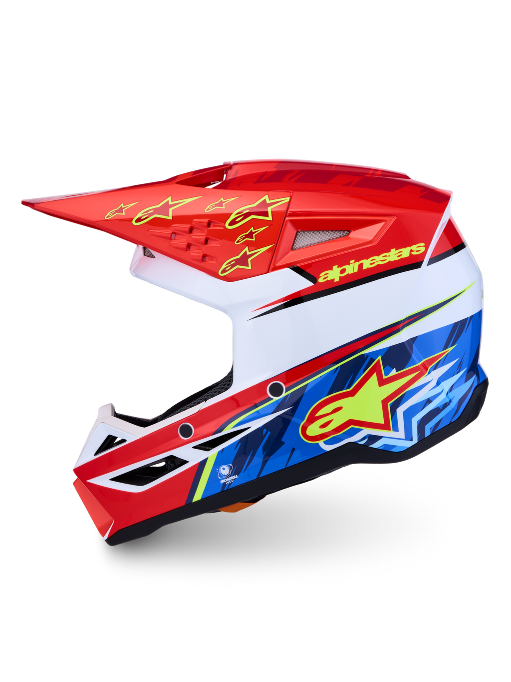 Alpinestars SM3 Falcon ECE06, capacete de motocross, vermelho e azul, certificado ECE 22.06, sistema de libertação do visor