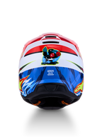 Alpinestars SM3 Falcon, capacete de motocross vermelho e azul, gráfico de falcão na parte traseira, certificado ECE 06