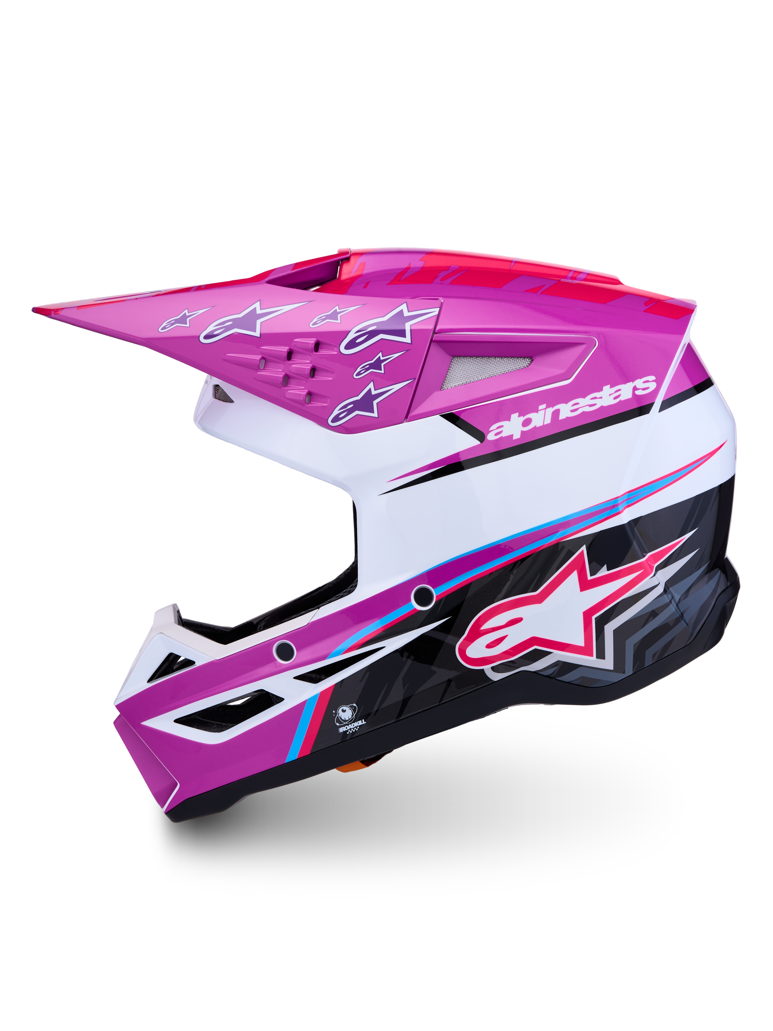Capacete Alpinestars SM3 Falcon ECE06, motocross, roxo e branco brilhante, ventilação avançada e proteção certificada ECE 22.06