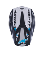 Alpinestars S-M3 Heat Helmet, Motocross Helmet, Top View, Silver Blue and Black Matte, featuring Alpinestars wordmark on the sides, blue Astar logo on the visor peak, and aerodynamic shell design with a matte finish.