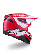 Alpinestars S-M3 Heat, capacete de motocross, vermelho, branco e preto brilhante, certificado ECE 22.06, vista traseira.