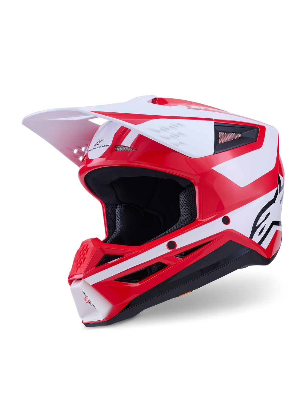 Alpinestars S-M3 Heat, capacete de motocross, vermelho e branco brilhante, com visor branco e certificado ECE 22.06.