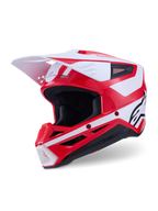 Alpinestars S-M3 Heat, capacete de motocross, vermelho e branco brilhante, com visor branco e certificado ECE 22.06.