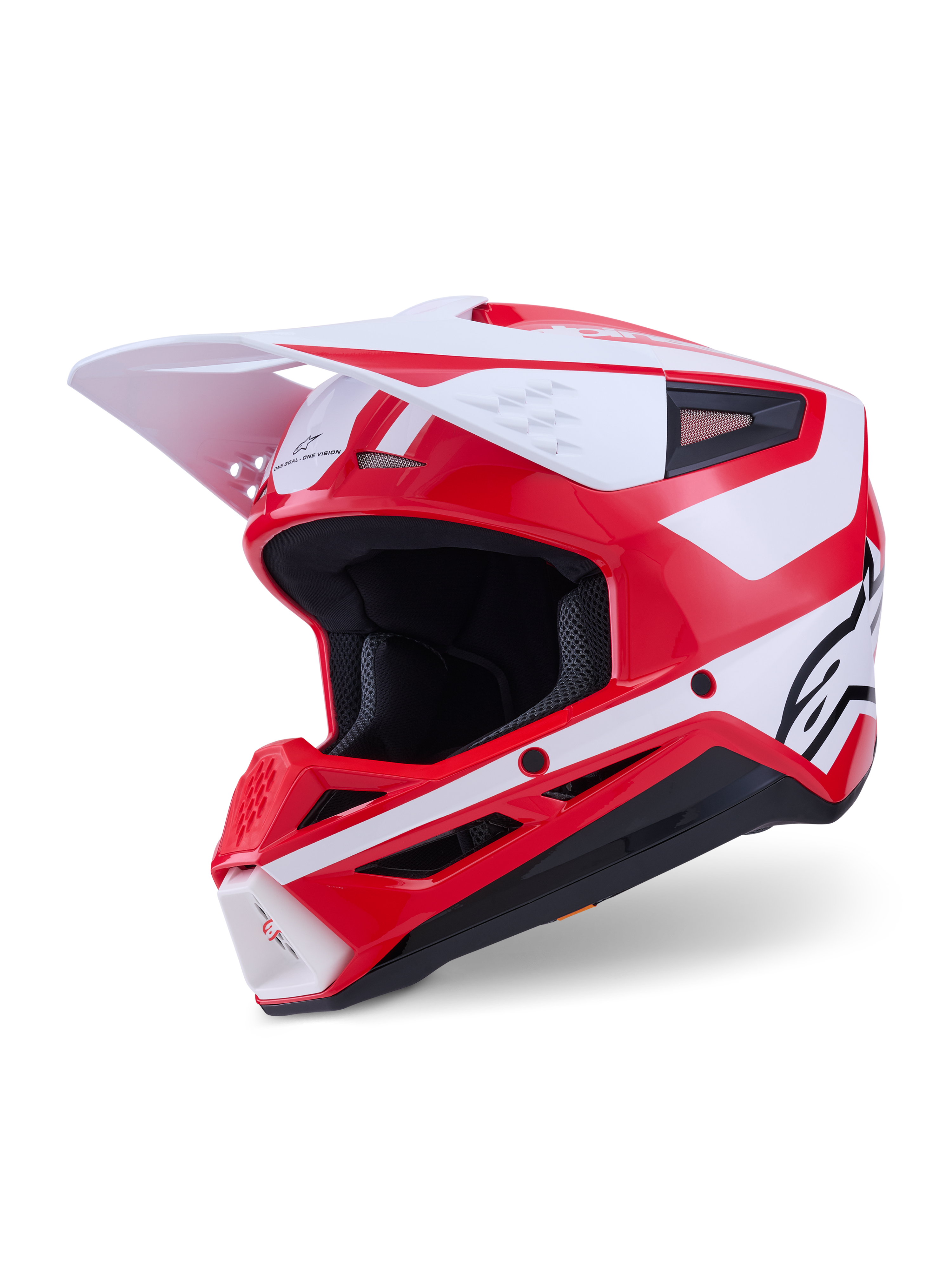 Alpinestars S-M3 Heat, capacete de motocross, vermelho e branco brilhante, com visor branco e certificado ECE 22.06.