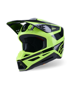 Capacete Alpinestars S-M3 Heat, capacete de motocross, amarelo néon e preto brilhante, com casco aerodinâmico, pala grande, múltiplas aberturas de ventilação e design agressivo da queixeira, proteção de cabeça de alta performance para todo-o-terreno