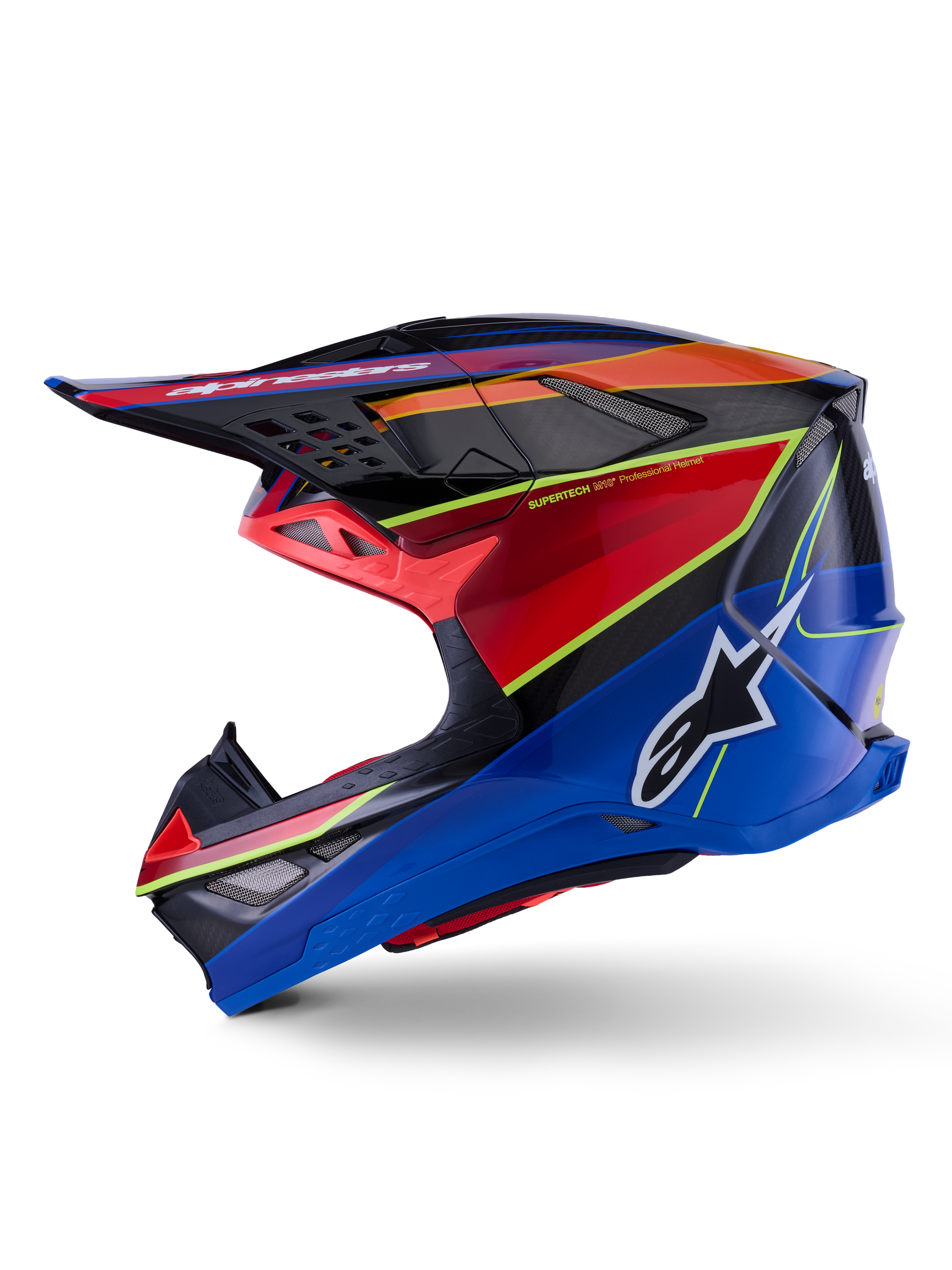 Capacete Supertech M10 Era ECE 22.06 Blue Red Yellow Fluo Glossy